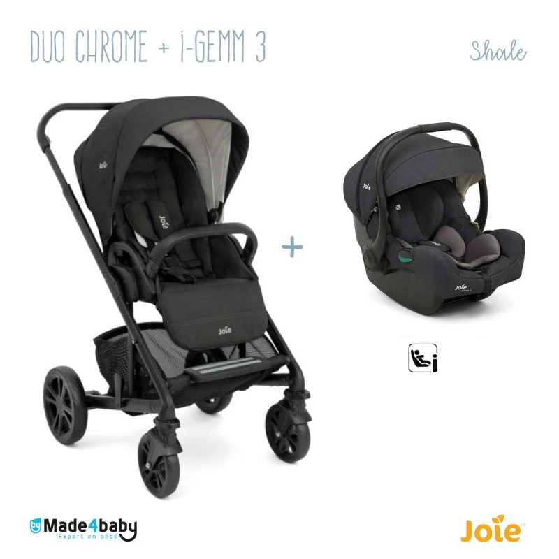 Duo Poussette Chrome + Siège I-Gemm 3 JOIE Shale