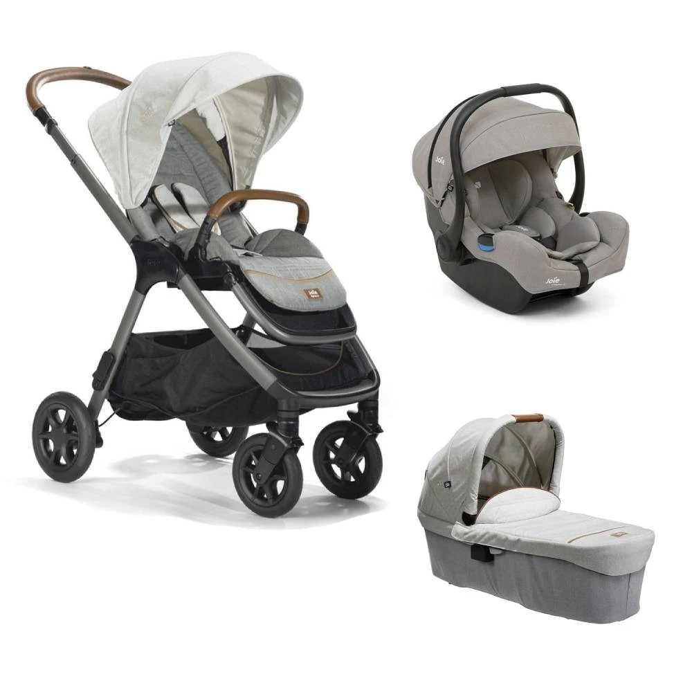 Joie Pack Trio Poussette Finiti Signature Oyster + Siège Auto I-gemm 3 Pebble + Nacelle Ramble Signature Xl Oyster