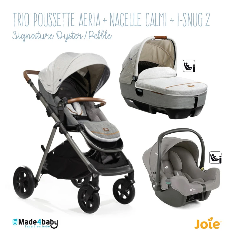 Trio Poussette Aeria + Calmi + I-Snug 2 JOIE Signature Oyster / Pebble