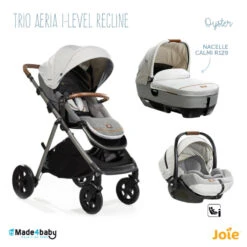 Trio Poussette Aeria + Nacelle Calmi + I-Level Recline JOIE Signature Oyster