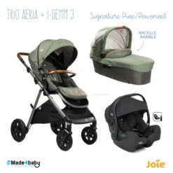 Trio Poussette Aeria + Nacelle Ramble + Siège I-Gemm 3 JOIE Signature Pine/Pavement