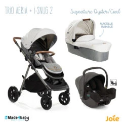 Trio Poussette Aeria + Nacelle Ramble + Siège I-Snug 2 JOIE Signature Oyster/Coal