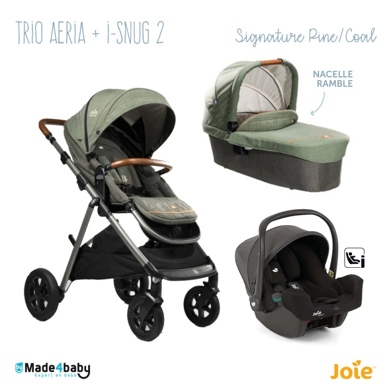 Trio Poussette Aeria + Nacelle Ramble + Siège I-Snug 2 JOIE Signature Pine/Coal