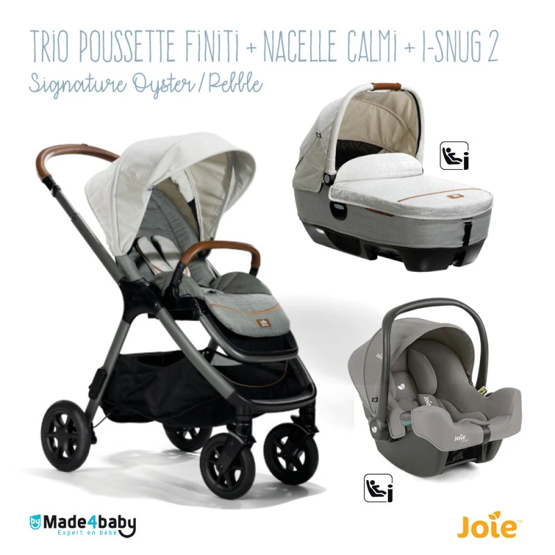 Trio Poussette Finiti + Calmi + I-Snug 2 JOIE Signature Oyster / Pebble