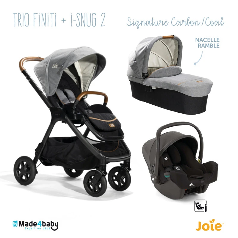 Trio Poussette Finiti + Nacelle Ramble + Siège I-Snug 2 JOIE Signature Carbon/Coal