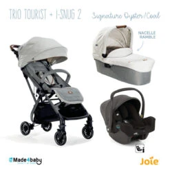 Trio Poussette Tourist + Nacelle Ramble + Siège I-Snug 2 JOIE Signature Oyster/Coal